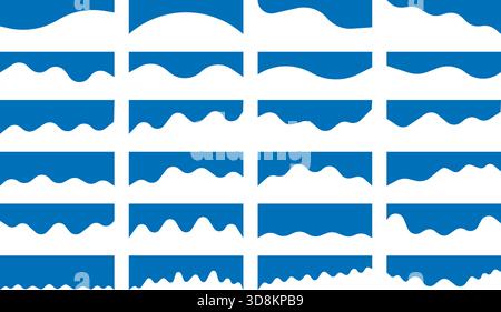 Set of abstract border shapes and dividers with wave curves. Ideal for web templates, presentations, graphic projects, or UI components. Clean and modern vector design in blue tone for flexible creative use. Stock Vector