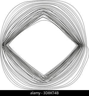 A circular design featuring a square-shaped ring structure, where the lines and contours form an angular pattern inside a circular boundary. Stock Vector