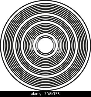 A design featuring multiple concentric circles with varying thickness, creating a textured and radial effect. Stock Vector