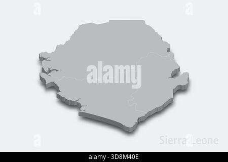 Sierra Leone 3d isometric map with borders regions Stock Vector