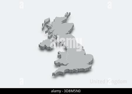 United Kingdom 3d isometric map with borders regions 3d isometric map with borders regions Stock Vector