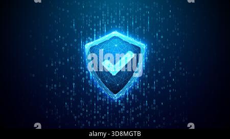 Cuber security background. Digital shield icon protecting cyber data Stock Vector