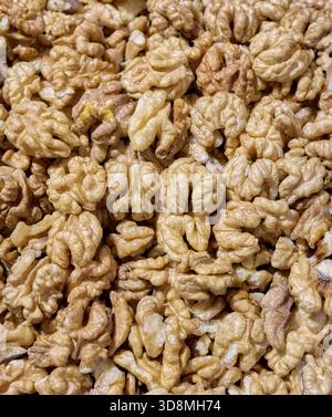 Close up of fresh walnuts, selective focus. Stock Photo