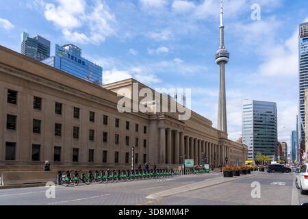 View of CN Tower and Union Station Front Street Toronto Ontario Canada ...