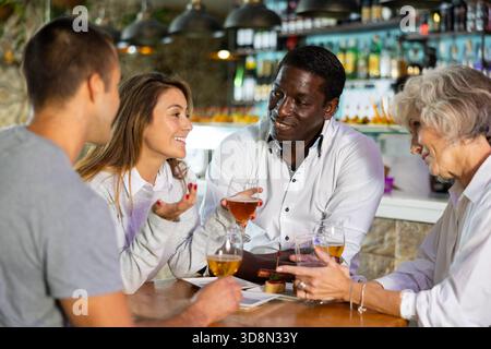 Diverse people happy talking Stock Photo