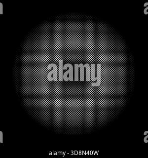 Halftone element template. Circular halftone pattern. Abstract white dots round emblem. Specks, halftone circle gradient. Dotted flat backdrop. Random Stock Vector