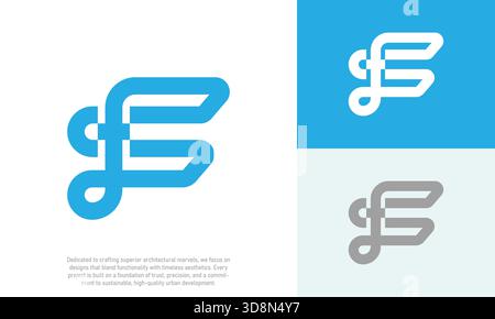 Stylish F Letter Monogram Tech Business Logo Design Stock Vector