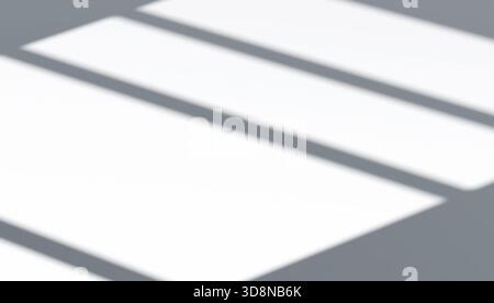 Abstract window sashes shadow falling background, 3d rendering. Blurred striped windows slope or sash shadiness backdrop. Sunshade playing reflection Stock Photo