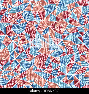 Triangles pattern. Compact shape size. Multiple repeated inner triangles. Multiple colors style. Repeatable pattern. Beautiful vector tiles. Stock Vector