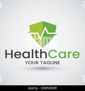 Simple pulse logo template best for healhtcare logo vector Stock Vector