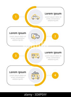 Different types of transportation infographic 4 steps Stock Vector