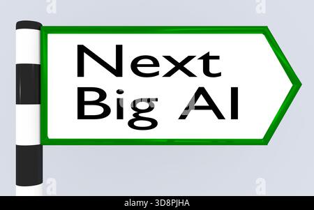3D illustration of "Next Big AI" script on a road sign. Stock Photo