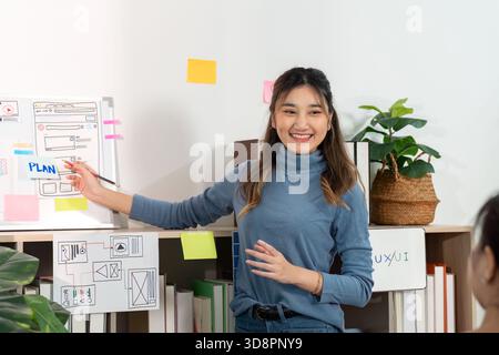 Dynamic UX UI Planning Session with Team Collaboration Stock Photo
