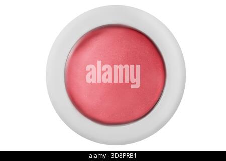 Coral pink blush round box isolated on white background Stock Photo