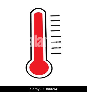 thermometer line icon red simple icon with degrees line marked temperature reading Stock Vector