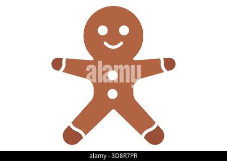 Gingerbread man icon. solid icon style. icon related to christmas. food elements vector illustration Stock Vector