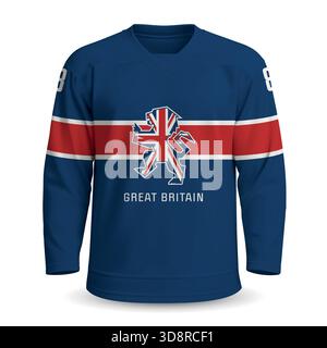Great Britain national hockey team home jersey, ice hockey shirt 2025 with emblem Stock Vector