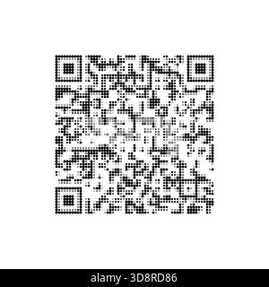 Creative halftone QR code design made with small black dots in matrix layout. Stock Vector