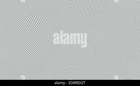 Abstract optical illusion pattern with dense halftone dots warped and twisted Stock Vector