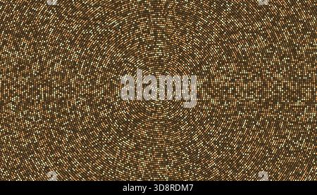Radiating gold spiral pattern made of glowing mosaic tiles, perfect for festive digital use. Stock Vector