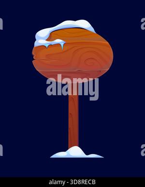Rustic wooden winter Christmas sign with snow Stock Vector