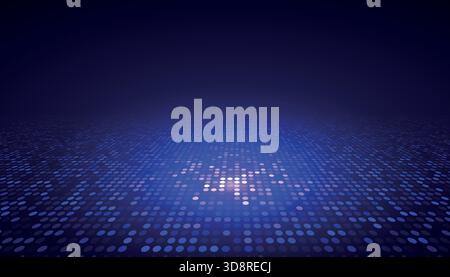 Bright blue glowing dots form a digital surface with futuristic abstract pattern Stock Vector