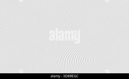 Abstract halftone pattern with warped, flowing dots that create a dynamic optical illusion of depth and motion. Stock Vector