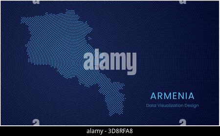 Armenia stylized dotted map in modern circular data tech visualization concept. Stock Vector