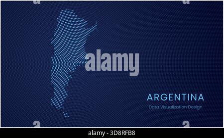 Argentina stylized dotted map in modern circular data tech visualization concept. Stock Vector