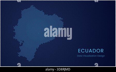 Ecuador stylized dotted map in modern circular data tech visualization concept. Stock Vector