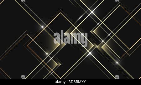 Elegant golden linear shapes on a dark backdrop, perfect for branding luxury designs and modern graphics Stock Vector