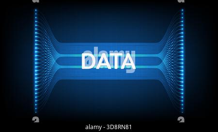 Bright blue digital lines forming dynamic data flow across a dark tech background, perfect for IT concepts Stock Vector