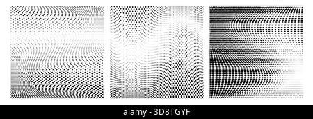 Modern Halftone Checkered Pattern Vector Rounded Square Dots Horizontal Smooth Curved Border Black Abstract Background. Chequered Subtle Pop Art Stock Vector
