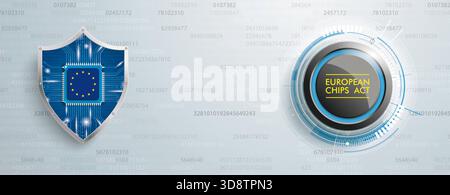EU Protection Shield Button AI Chips Act Header A banner for the issue European Chips Act. Stock Photo