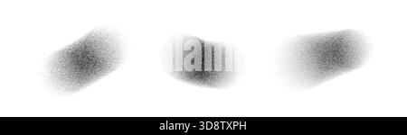 Set of grainy stipple texture spots with soft halftone noise. Abstract blurry shapes for retro designs, gradients, overlays, shading, backgrounds and Stock Vector