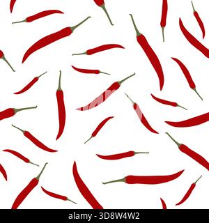 Seamless chili pepper pattern design. chilli background vector Stock Vector