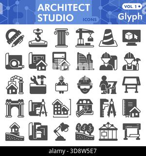 Protractor ruler and pen line and solid icon, architect studio concept. Vector graphics. Ruler tool with pen sign on white background, outline style i Stock Vector