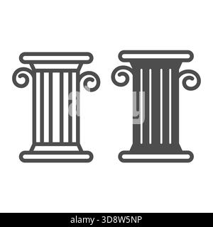 Greek column line and solid icon, architect studio concept. Vector graphics. Roman column, pillar sign on white background, style icon mobile or web d Stock Vector