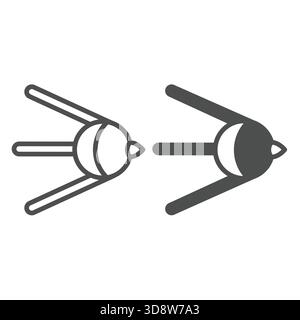 Soviet union satellite line and solid icon, cosmos concept. Vector graphics. Space satellite sign on white background, outline style icon for mobile o Stock Vector