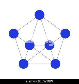 Fully connected network diagram 2D cartoon object Stock Vector