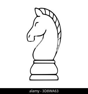 Minimalist vector illustration of a chess knight piece with a clean outline on a white background, emphasizing classic game strategy and elegance. Stock Vector
