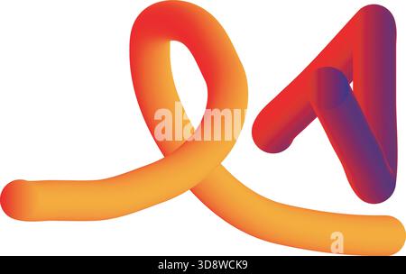 Abstract gradient tube shape with orange and red hues Stock Vector