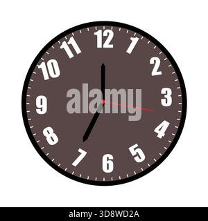 Classic round wall clock illustration with hour and minute hands representing timekeeping, schedule management, home decor and modern interior design Stock Vector