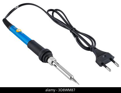 A universal soldering iron with a comfortable ergonomic handle is suitable for various jobs. Used in workshops, radio laboratories and home projects. Stock Photo