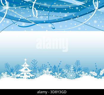 Christmas background with tree, snowflakes and decoration element, vector illustration Stock Vector