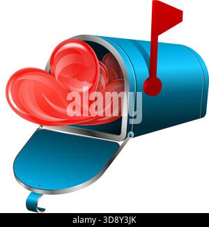 Love Letter Concept - Open Mailbox with Hearts, vector icon isolated on white background Stock Vector