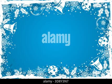 Happy New Year and Christmas grunge frame with Pig. Chinese New Year. Vector illustration Stock Vector