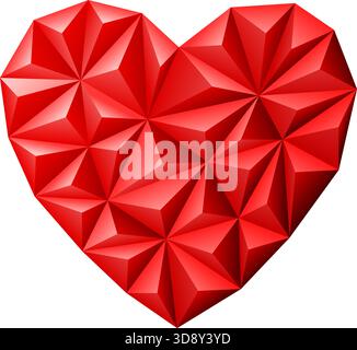 Triangle Mosaic Pattern Heart on Valentine's Day, vector isolated on white background Stock Vector