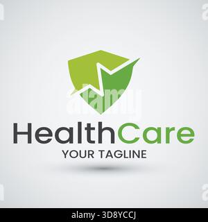 Simple pulse logo template best for healhtcare shield logo vector Stock Vector