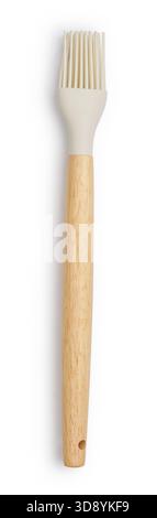 Wooden Handle Silicone Cooking Brush - Heat-Resistant, Non Stick isolated on white background,  clipping path included Stock Photo